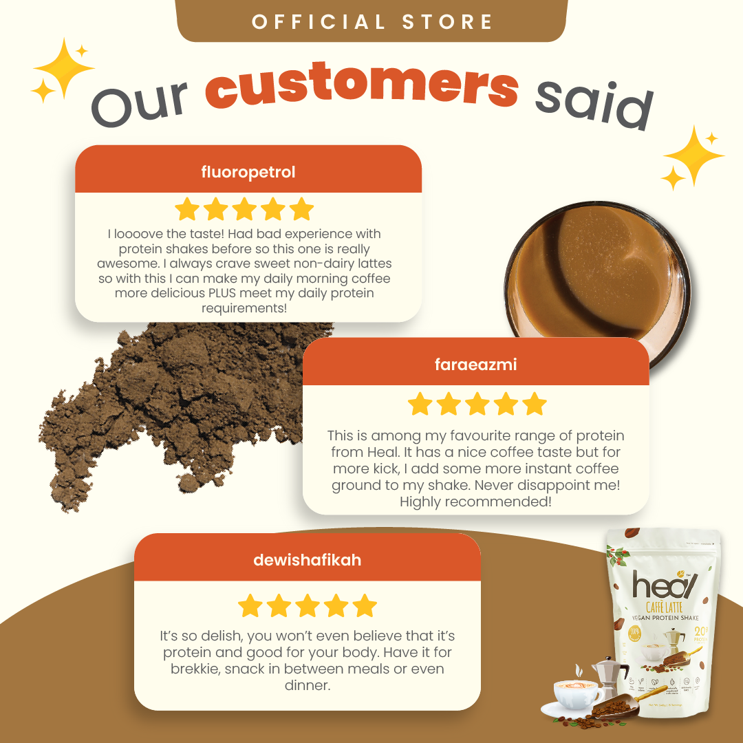 Heal Caffe Latte Vegan Protein Shake, (540g - 15 Servings) Value Pack