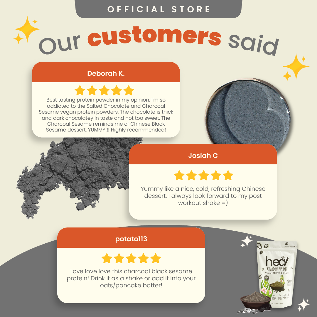 Heal Charcoal Sesame Vegan Protein Shake, (585g - 15 Servings) Value Pack