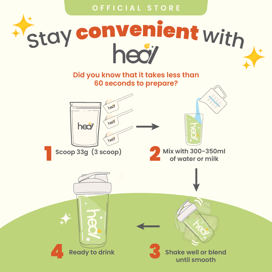 Heal Heavenly Matcha Vegan Protein Shake, (495g - 15 Servings) Value Pack