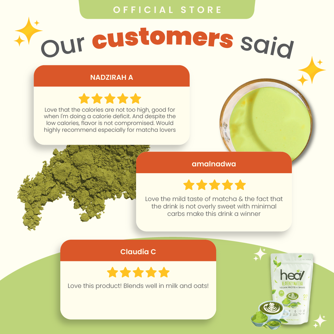 [Subscription Plan] Heal Heavenly Matcha Vegan Protein Shake, (495g - 15 Servings) Value Pack