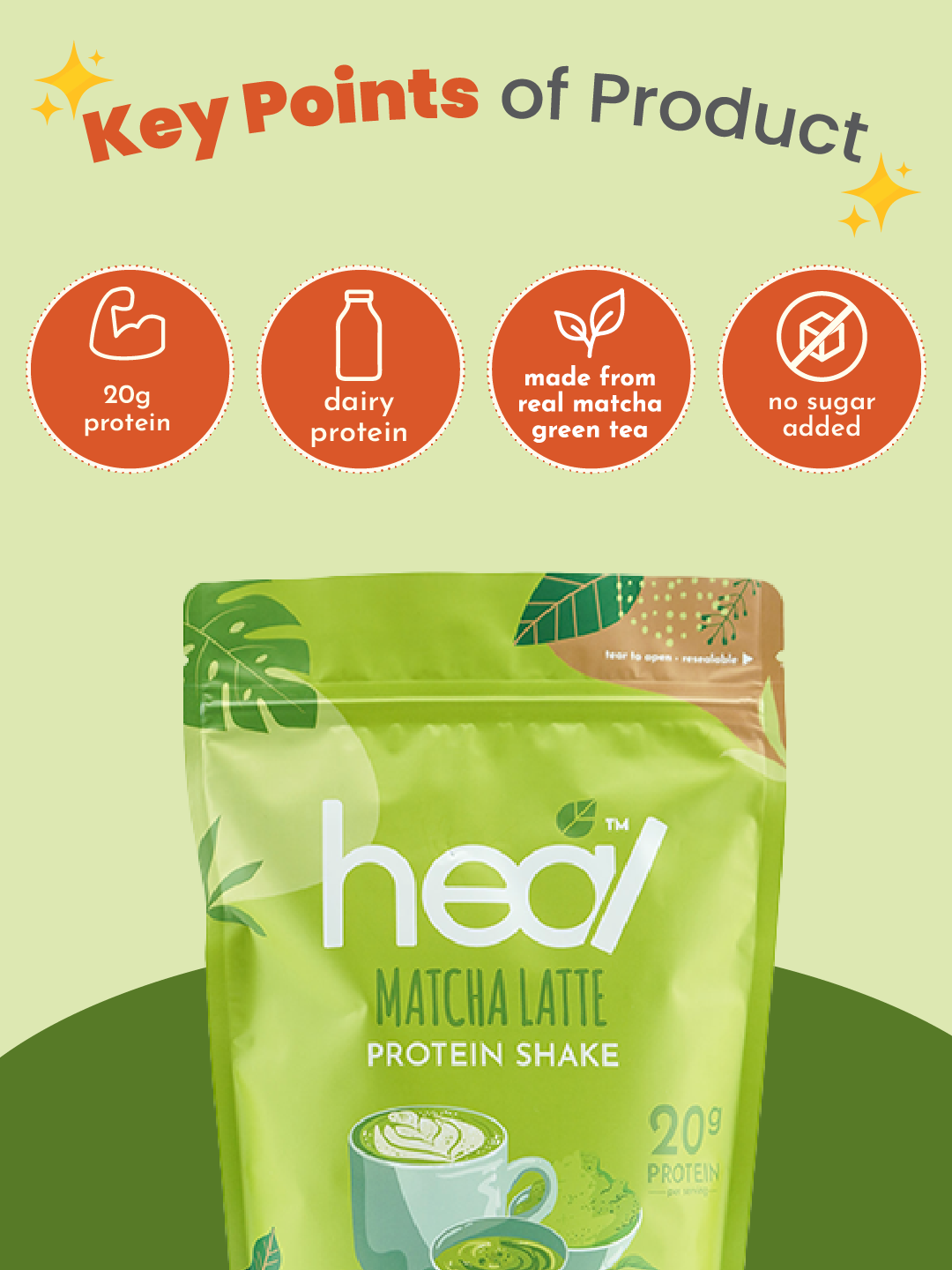 [Subscription Plan] Heal Matcha Latte Protein Shake, 15 Servings Value Pack