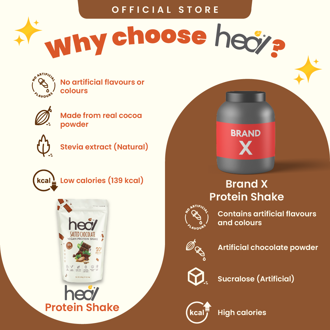 Heal Salted Chocolate Vegan Protein Shake, (540g - 15 Servings) Value Pack