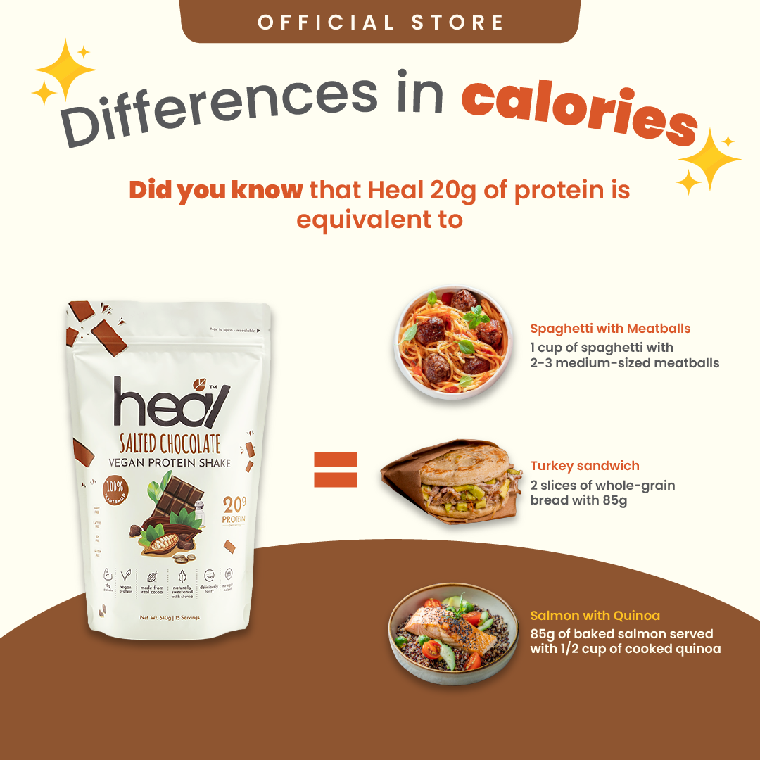 Heal Salted Chocolate Vegan Protein Shake, (540g - 15 Servings) Value Pack