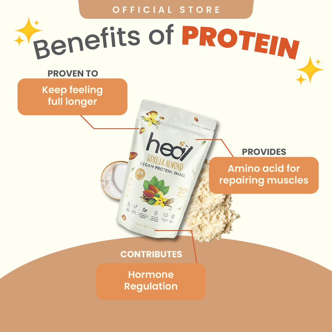 Heal Vanilla Almond Vegan Protein Shake, (525g - 15 Servings) Value Pack