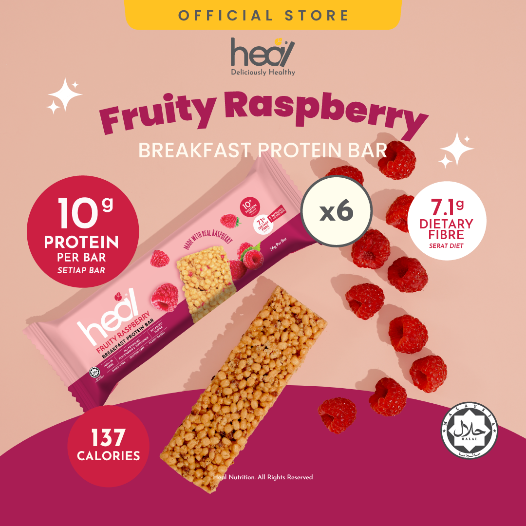 Heal Fruity Raspberry Breakfast Protein Bar (36g)