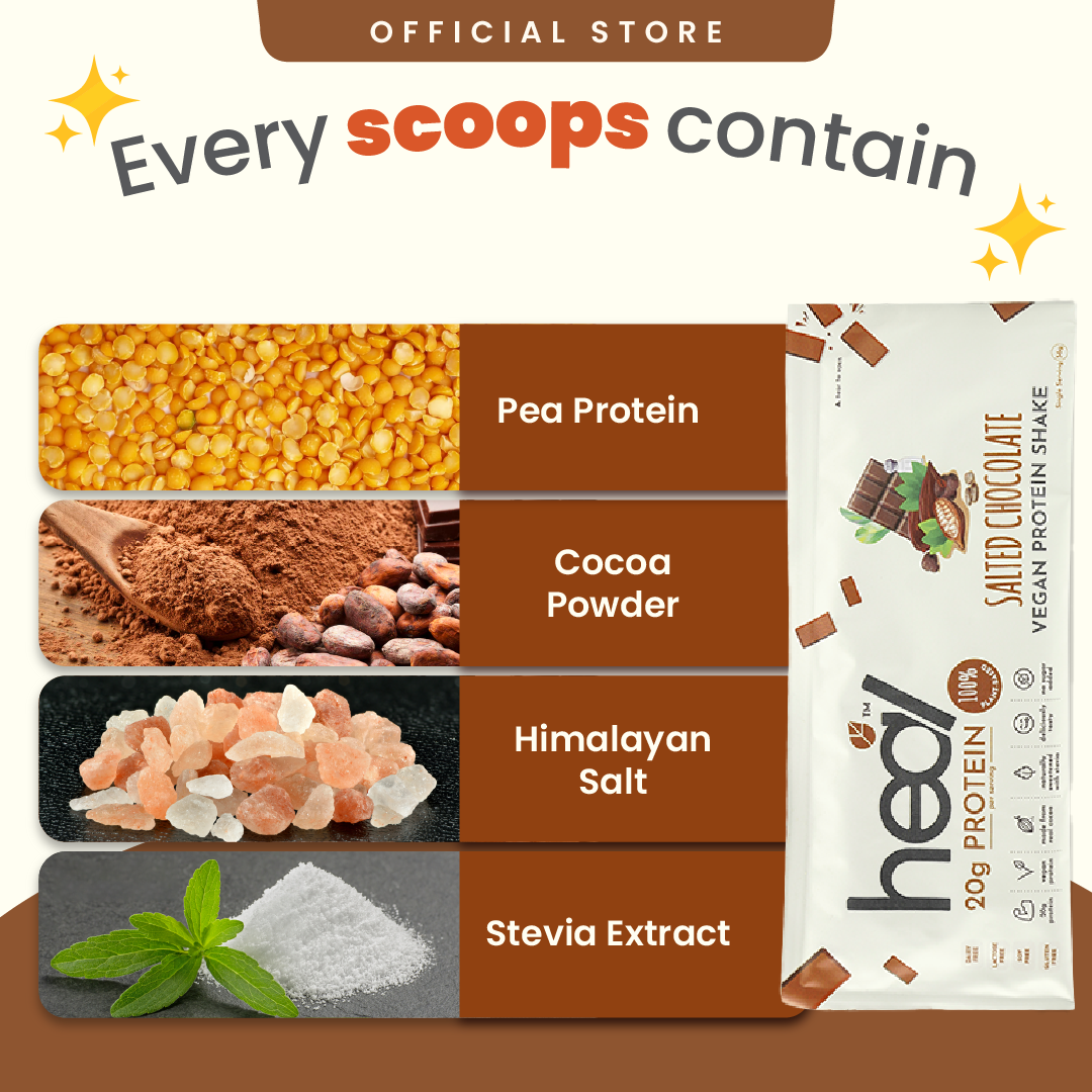 Heal Salted Chocolate Vegan Protein Shake, 16 Sachets (36g)