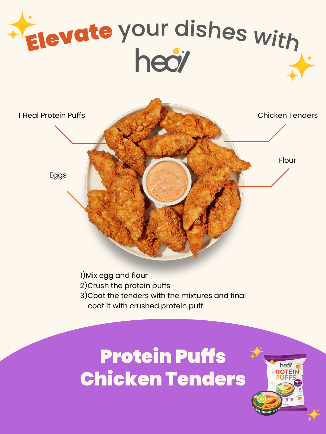 [50% OFF] Heal Protein Puffs Thai Tom Yum (48g) - High-Protein High-Fibre Crunchy Goodness: Guilt-Free Snacking for Muscle Growth and Gut Health Delight