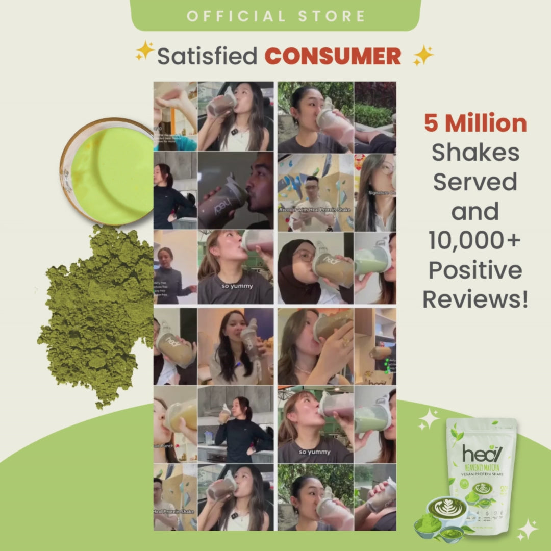 Heal Heavenly Matcha Vegan Protein Shake, (495g - 15 Servings) Value Pack