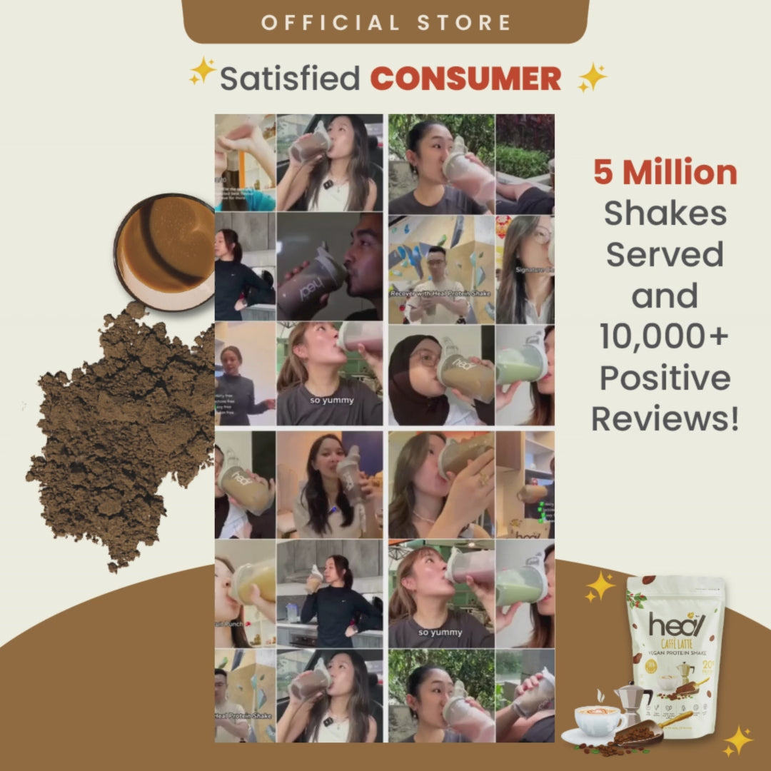 Heal Caffe Latte Vegan Protein Shake, (540g - 15 Servings) Value Pack